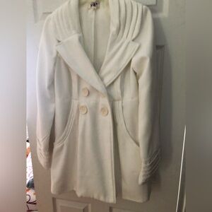 White Formal Winter Coat with Satin Lining